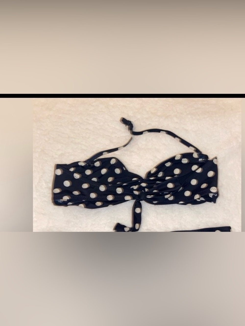 J. Crew Navy and White Polka Dot Bikini, top